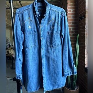 Lucky Brand Women’s Boyfriend Button Up Denim Shirt